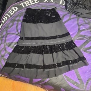 Chic Black Velvet A-Line Skirt